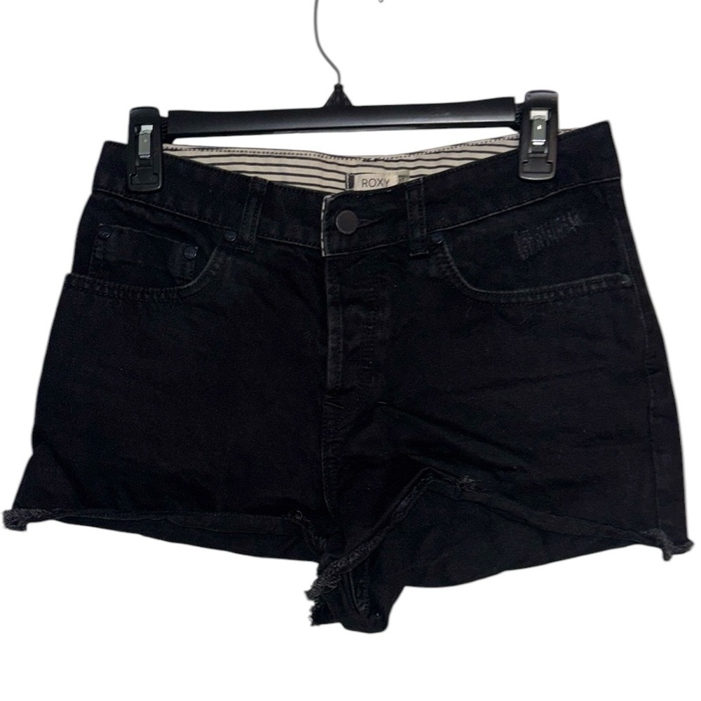 Roxy Black Jean Shorts Distressed Cut-Off Style size 27